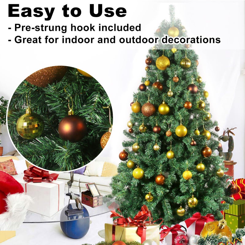 GameXcel Bronze & Gold 2.5" Christmas Balls Christmas Tree Decoration Ornaments Shatterproof Hanging Balls for Birthday Halloween Holiday Wedding Decorations Set of 24pcs - Image 5